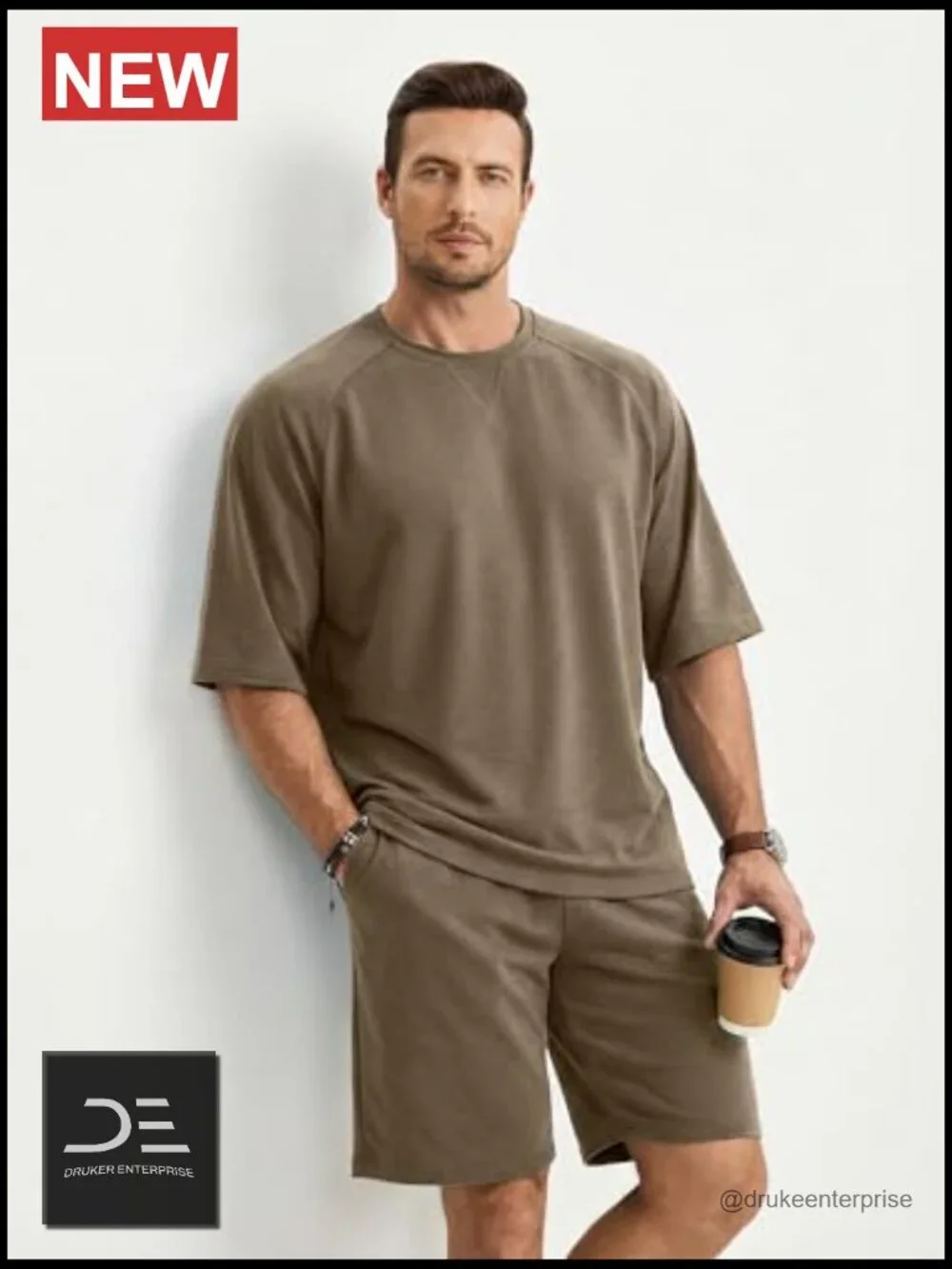 Mens 2 Piece Oversized Short Set Raglan Sleeve Tracksuit Summer Outfit